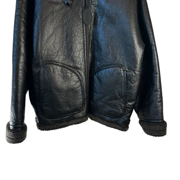 WILSONS B-3 Aviator Reversible Leather Sherpa Flight Bomber Jacket Black Medium - Picture 4 of 16